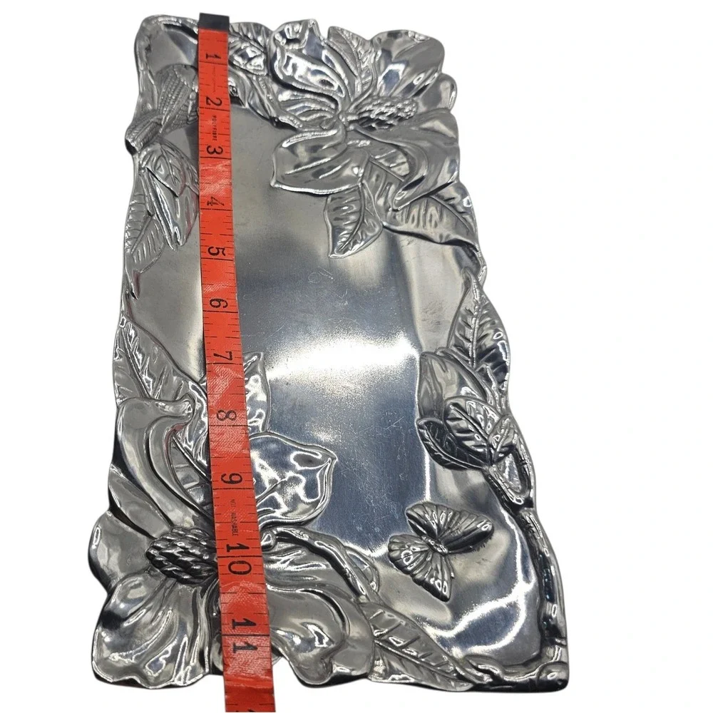 Arthur Court Aluminum Magnolia Bird Butterfly Oblong Serving Tray 2000 Vintage